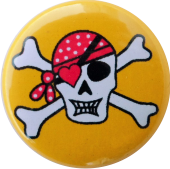 Button Totenkopf gelb